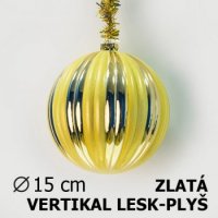 Vánoční koule DUO 15cm zlatá/žlutá