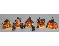 Vánoční vesnice - sada 5 domků + 4 figurky