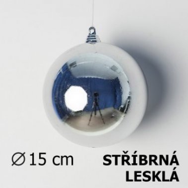 Vánoční koule stříbrná 15cm