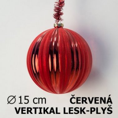 Vánoční koule DUO 15cm červená/červená