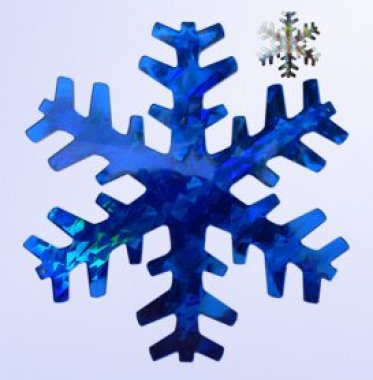 Vánoční vločka stříbrno-modrá 15cm holografická