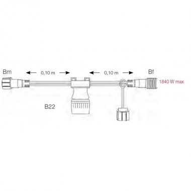 PIPOJOVAC KABEL PRO LED RAMPOUCHY B22