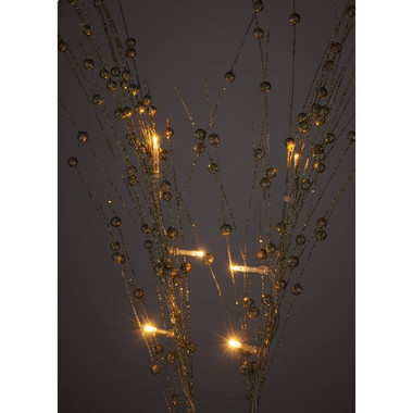Větvičky svítící se zlatými perličkami na baterie