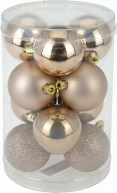 Vánoční koule - set 12ks - oříškově hnědé